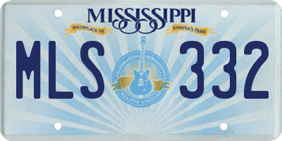 MS license plate MLS332