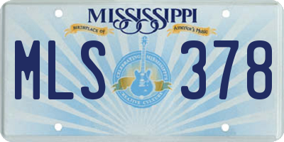 MS license plate MLS378