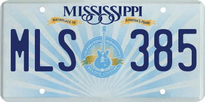 MS license plate MLS385