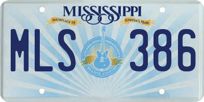 MS license plate MLS386