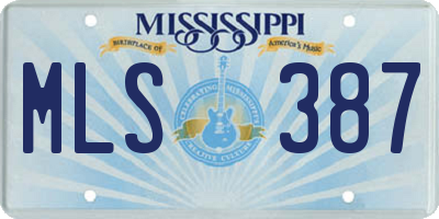 MS license plate MLS387