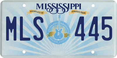 MS license plate MLS445