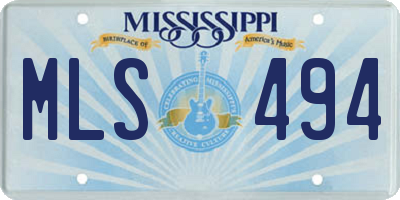 MS license plate MLS494
