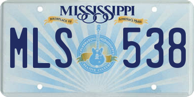 MS license plate MLS538