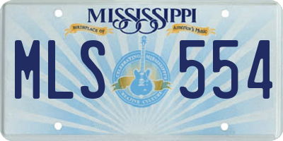 MS license plate MLS554