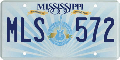 MS license plate MLS572
