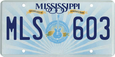 MS license plate MLS603