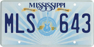 MS license plate MLS643