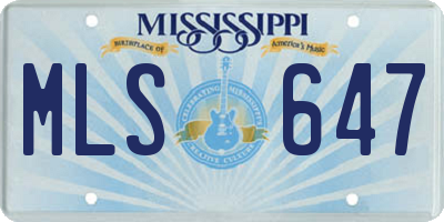 MS license plate MLS647