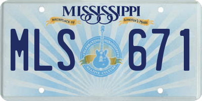 MS license plate MLS671
