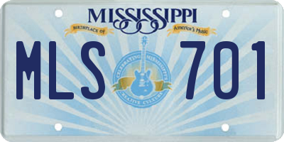 MS license plate MLS701