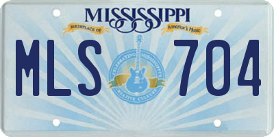 MS license plate MLS704