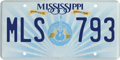 MS license plate MLS793