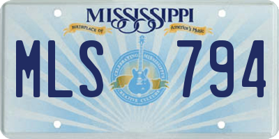 MS license plate MLS794