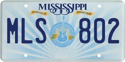 MS license plate MLS802
