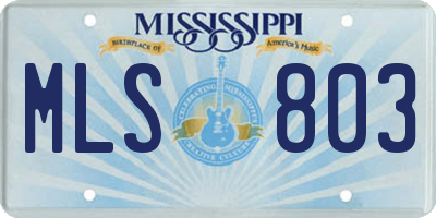 MS license plate MLS803