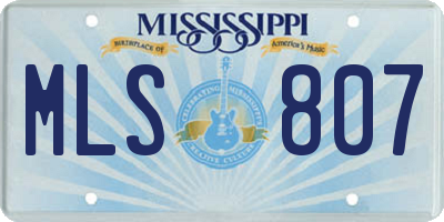 MS license plate MLS807