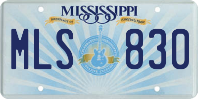 MS license plate MLS830