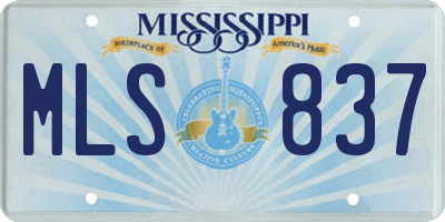 MS license plate MLS837