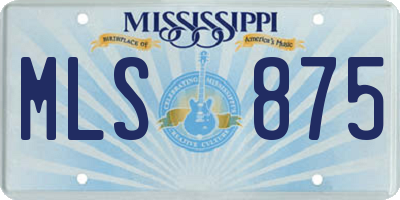 MS license plate MLS875