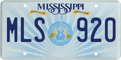 MS license plate MLS920