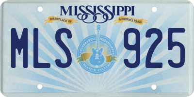 MS license plate MLS925