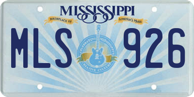 MS license plate MLS926