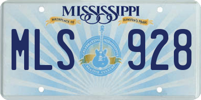 MS license plate MLS928