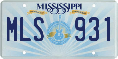 MS license plate MLS931