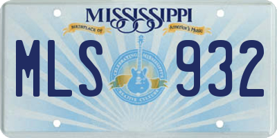 MS license plate MLS932