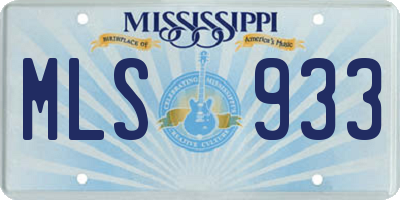 MS license plate MLS933