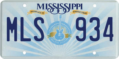 MS license plate MLS934