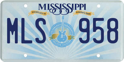 MS license plate MLS958
