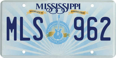 MS license plate MLS962