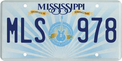 MS license plate MLS978