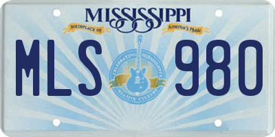 MS license plate MLS980
