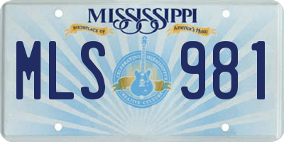 MS license plate MLS981