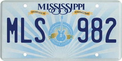 MS license plate MLS982