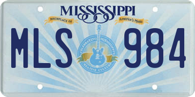 MS license plate MLS984