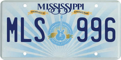 MS license plate MLS996