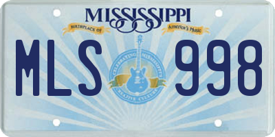 MS license plate MLS998