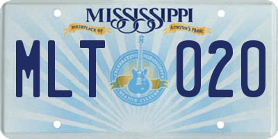 MS license plate MLT020