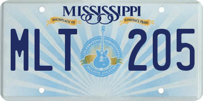 MS license plate MLT205