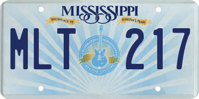 MS license plate MLT217
