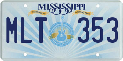 MS license plate MLT353