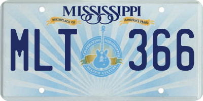MS license plate MLT366