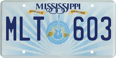 MS license plate MLT603