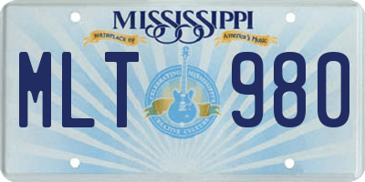 MS license plate MLT980
