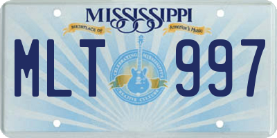 MS license plate MLT997