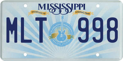 MS license plate MLT998